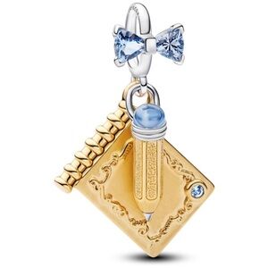 Bridgerton gold journal dance card charm in gold blue crystals